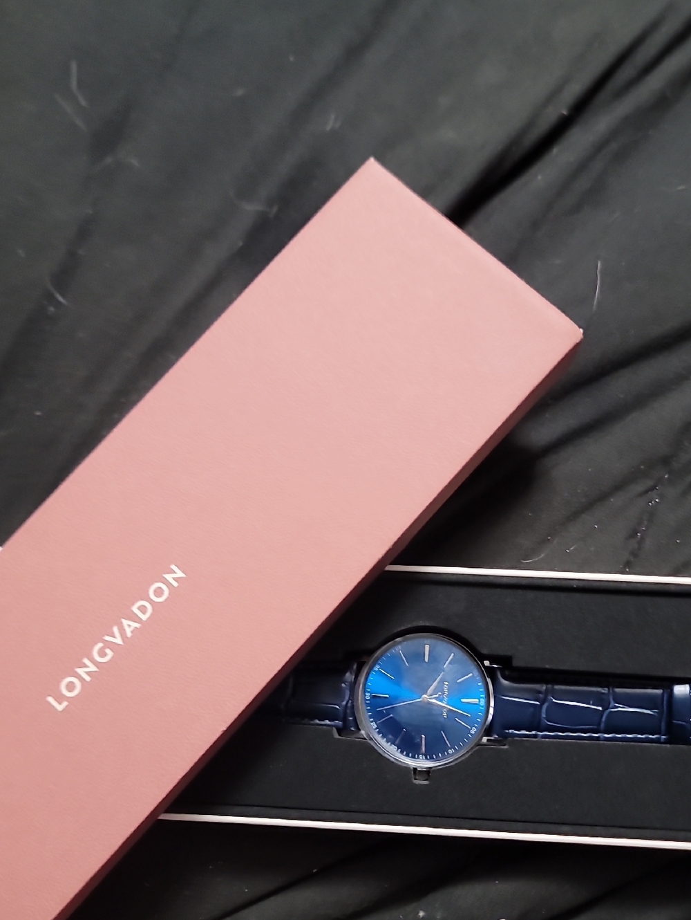 Men's Blue Leather Strap Dress Watch